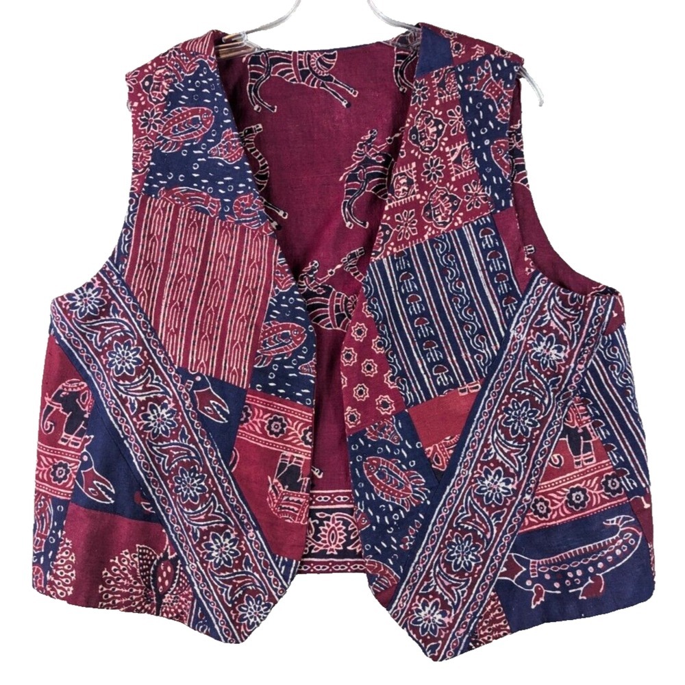 Women's Reversible Vest Open Front Western Cottagecore Retro Y2K Size Size 1X?